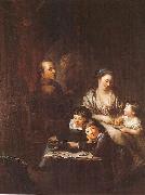 Artists family before the portrait of Johann Georg Sulzer  Anton  Graff